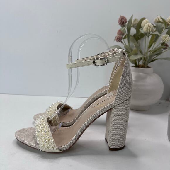 Sam Edelman Yaro Perla Block Heal Sandal Modern Ivory Women's 8 Bridal Wedding - Picture 1 of 10